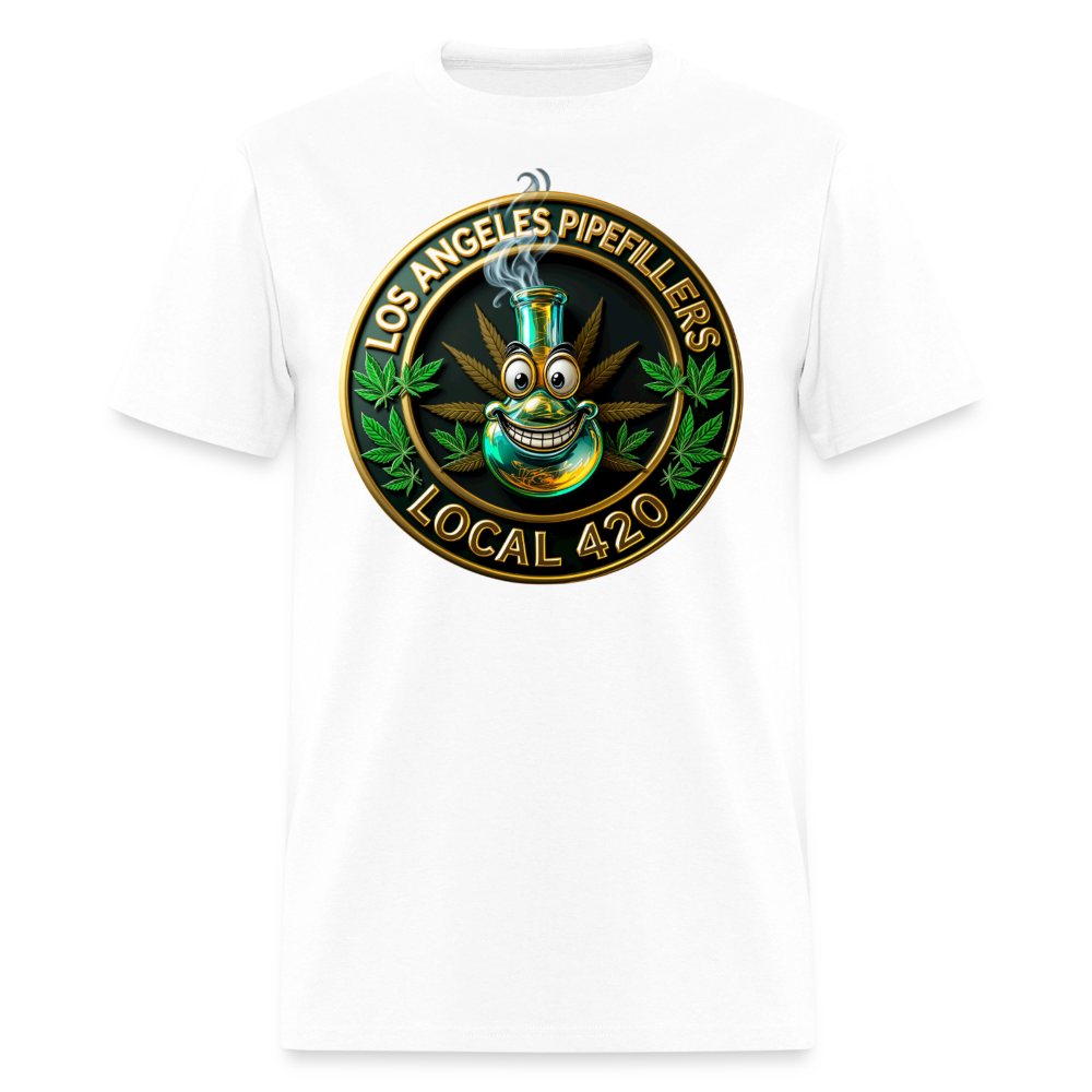 LOS ANGELES PIPEFILLERS LOCAL 420  Men's T-Shirt - white