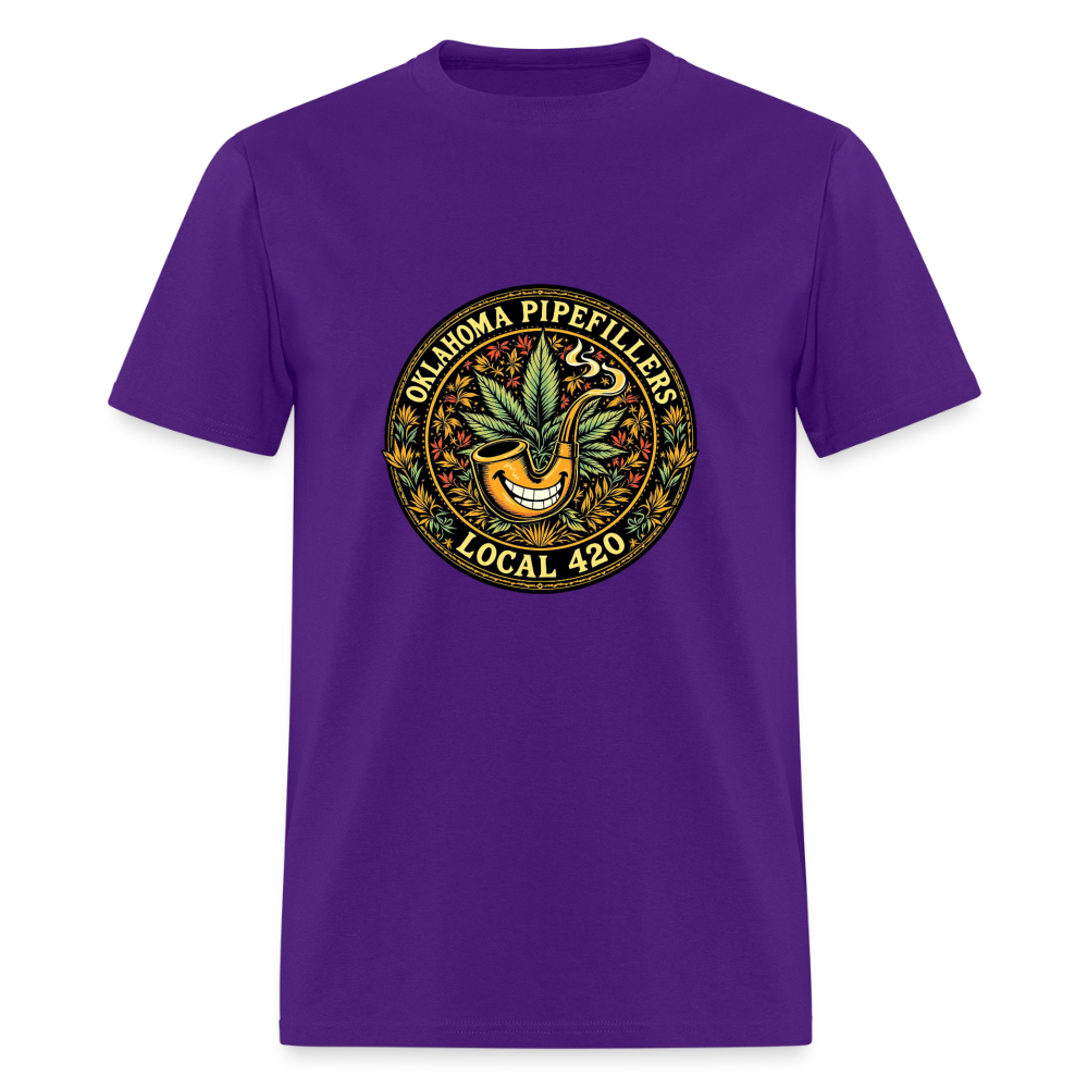 OKLAHOMA PIPEFILLERS LOCAL 420  F/B DESIGNS Men's T-Shirt - purple