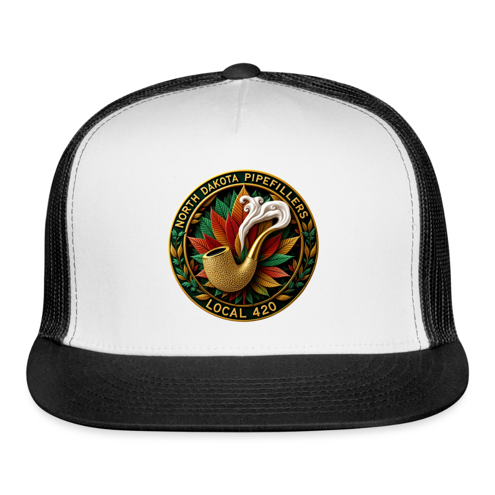 NORTH DAKOTA PIPEFILLERS LOCAL 420 Trucker Hat - white/black
