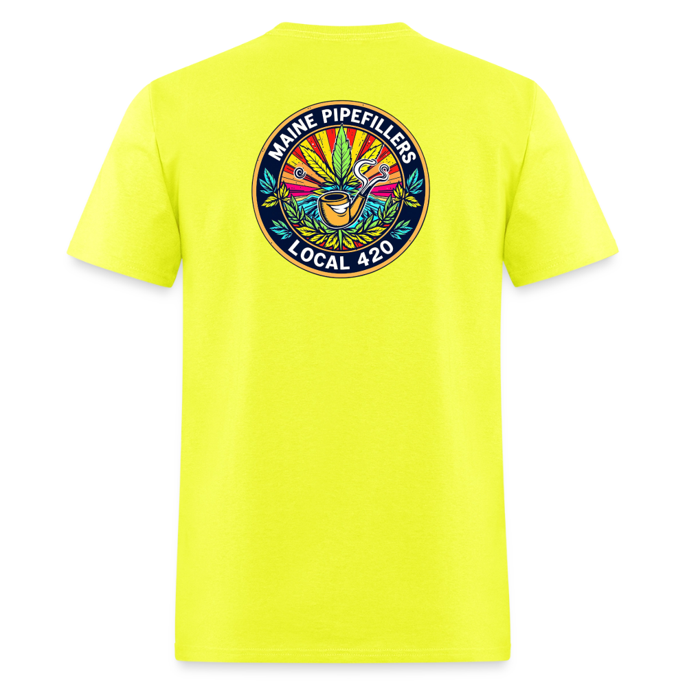 MAINE PIPEFILLERS LOCAL 420 2 EMBLEM Men's T-Shirt - safety green
