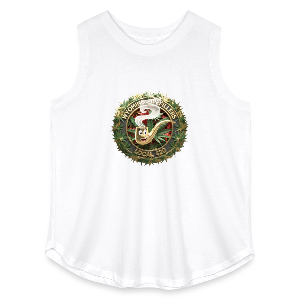 WYOMING PIPEFILLERS LOCAL 420 Women's Curvy Relaxed Tank Top - white
