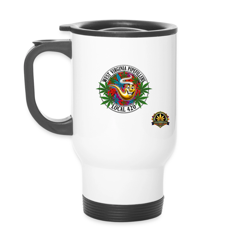 WEST VIRGINIA PIPEFILLERS LOCAL 420 14oz Stainless Steel Travel Mug - white