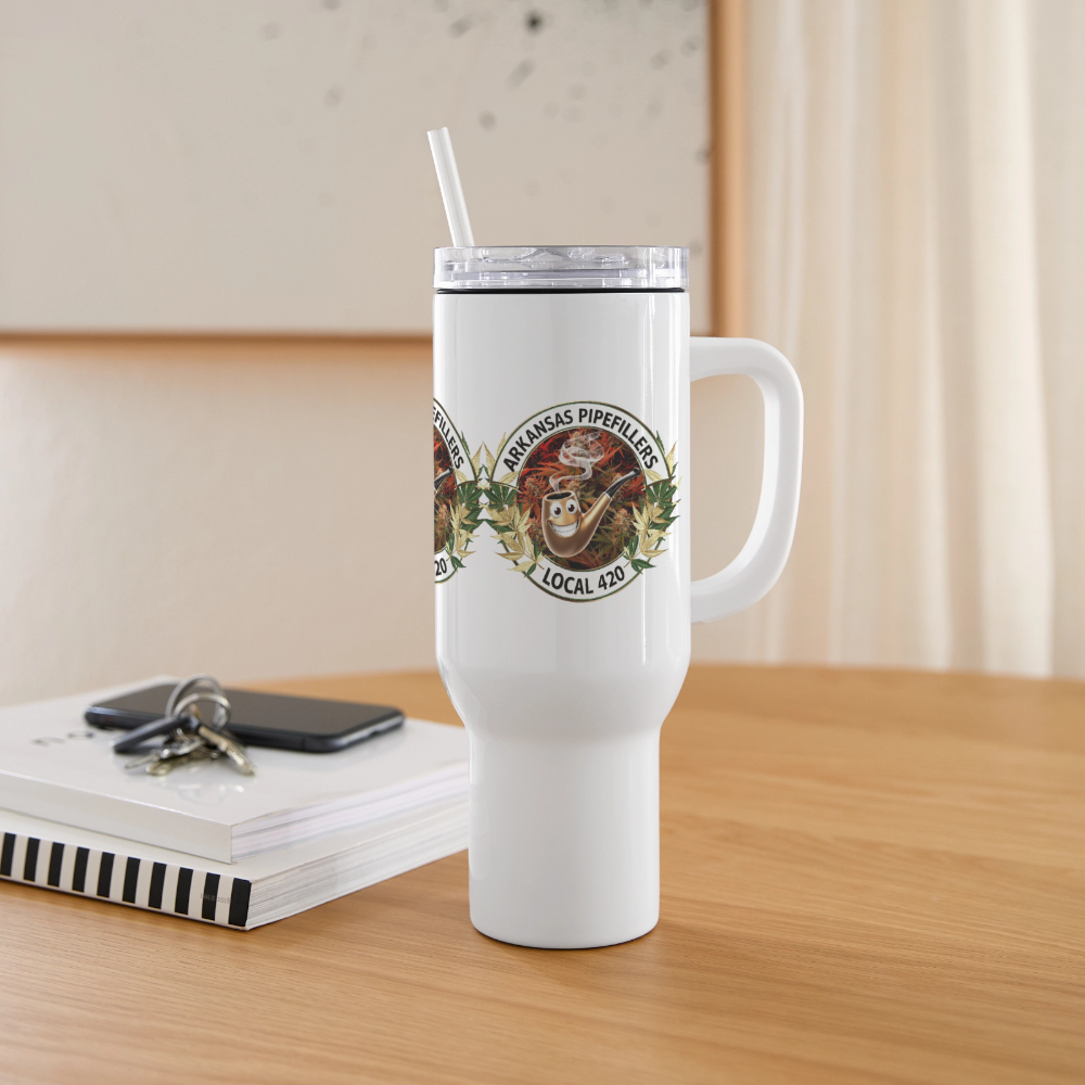 ARKANSAS  PIPEFILLERS LOCAL 420 40oz Stainless Steel Travel Tumbler - white