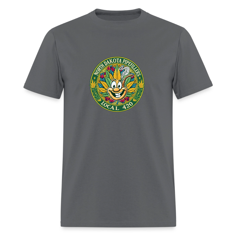NORTH DAKOTA PIPEFILLERS LOCAL 420 F/B 2 DESIGNS Men's T-Shirt - charcoal