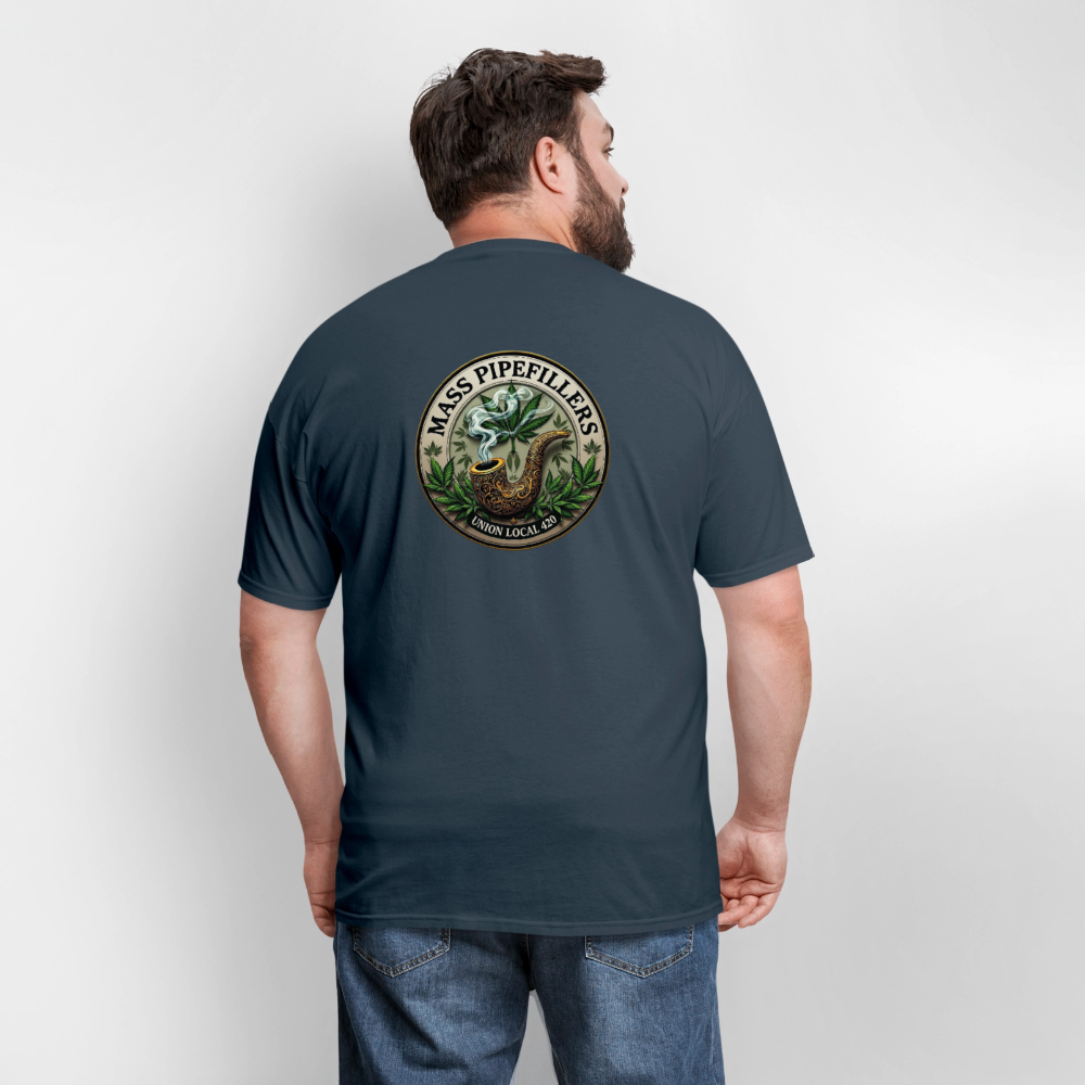 MASS PIPEFILLERS LOCAL 420 2 EMBLEM Men's T-Shirt -  blue dusk