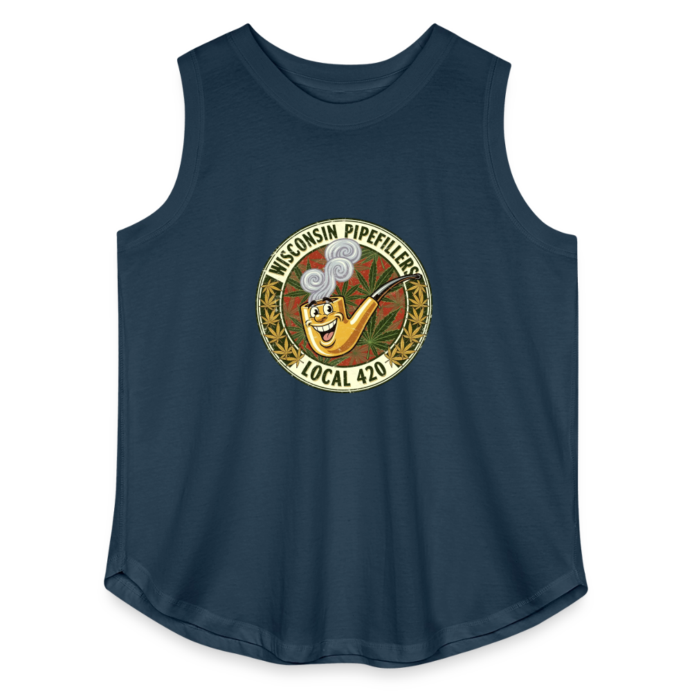 WISCONSIN PIPEFILLERS LOCL 420 Women's Curvy Relaxed Tank Top - denim
