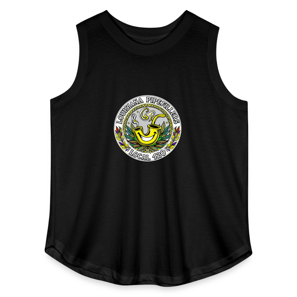LOUISIANA PIPEFILLERS LOCAL 420 Women's Curvy Relaxed Tank Top - black