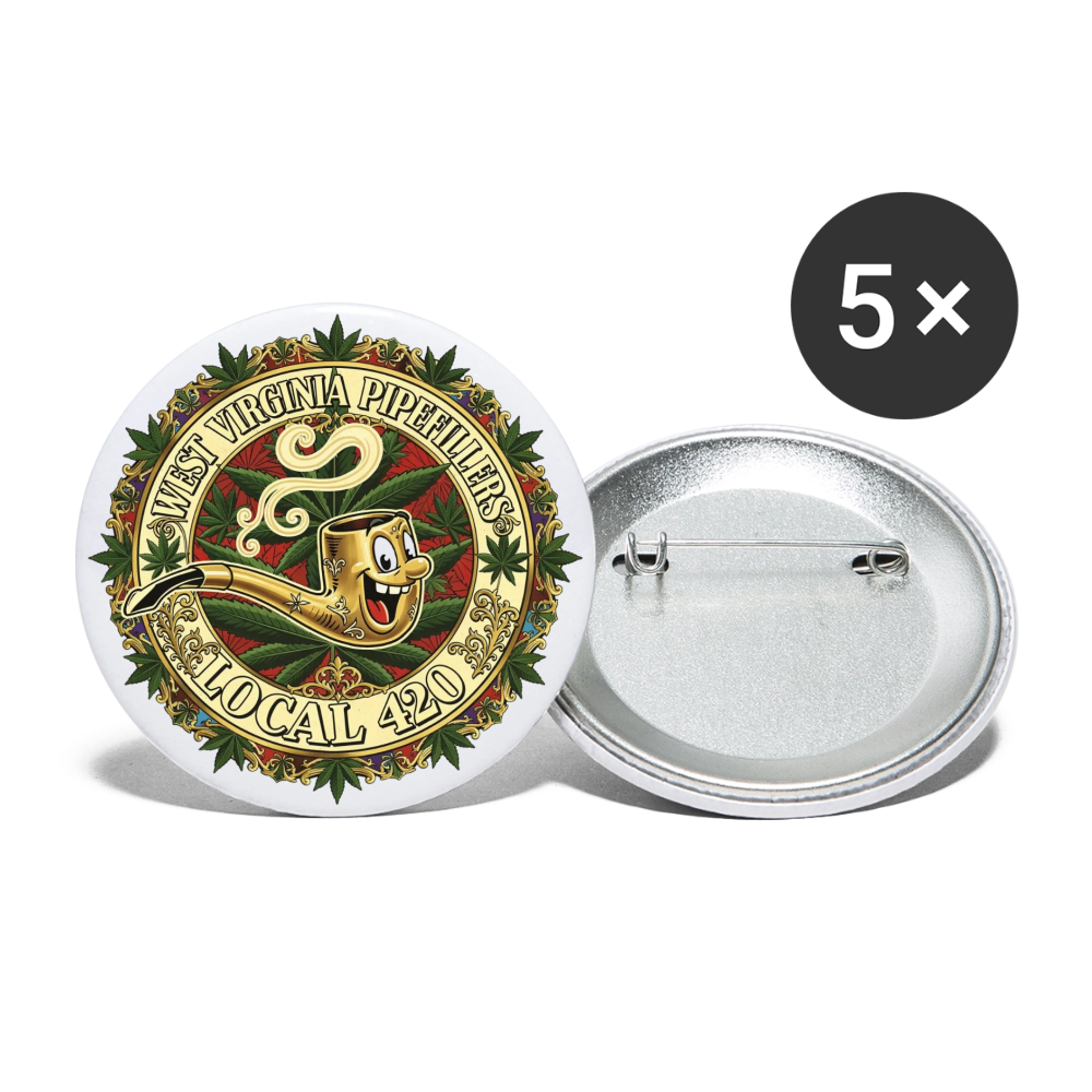 WEST VIRGINIA PIPIEFILLERS LOCAL 420 Union Buttons small 1'' (5-pack) - white