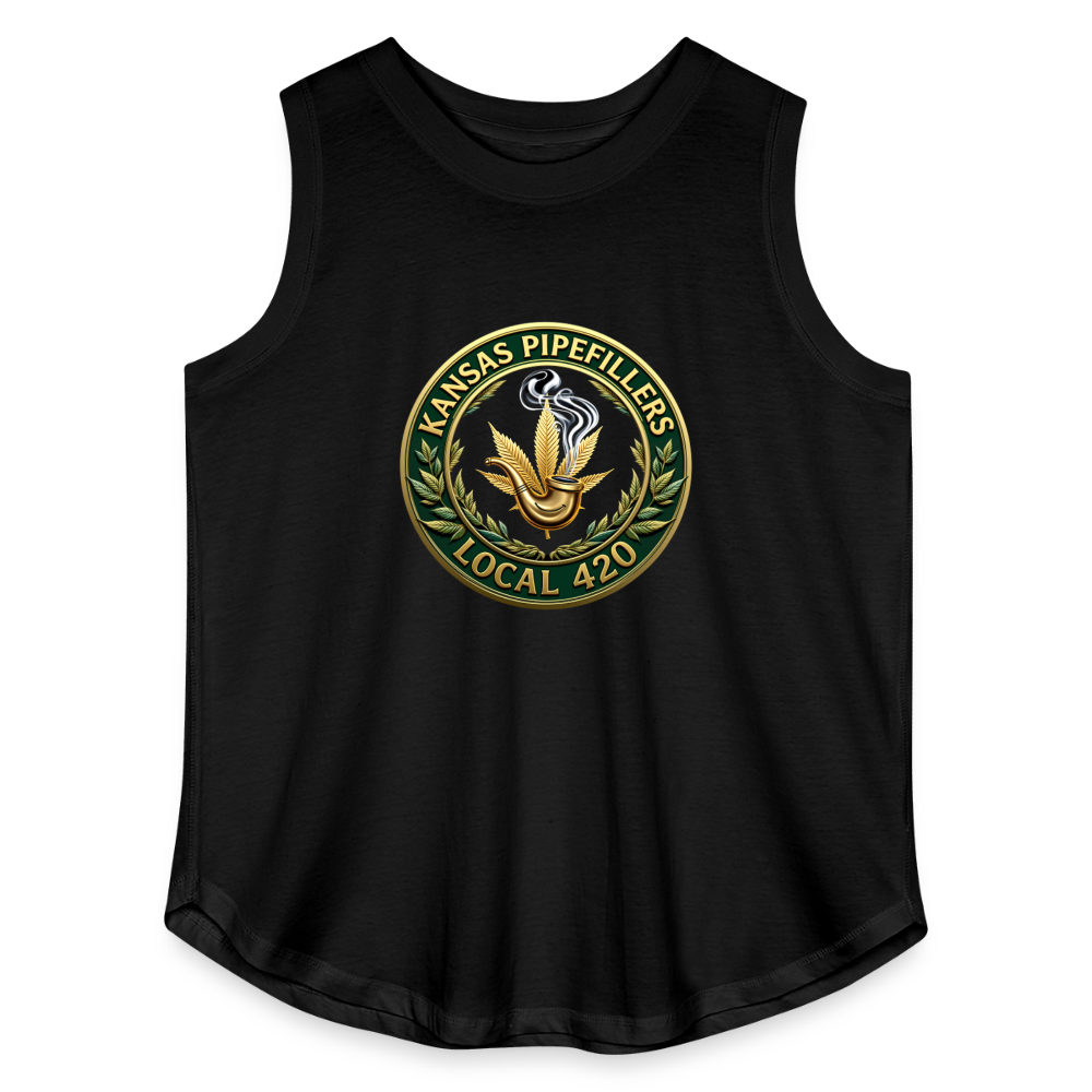 KANSAS PIPEFILLERS LOCAL 420 F/B DESIGNS Women's Curvy Relaxed Tank Top - black