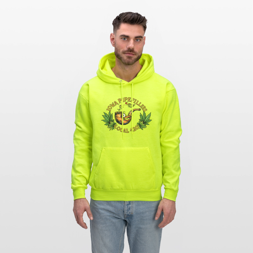 IOWA PIPEFILLERS LOCAL 420 Men's Hoodie - safety green