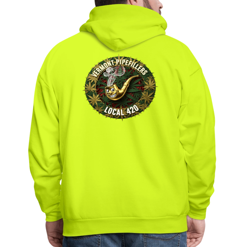 VERMONT PIPEFILLERS LOCAL 420  F/B DESIGN Men's  Hoodie - safety green