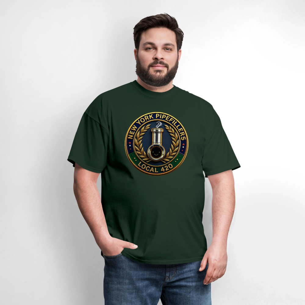 NEW YORK PIPEFILLERS LOCAL 420 F/B DESIGNS Men's T-Shirt - forest green