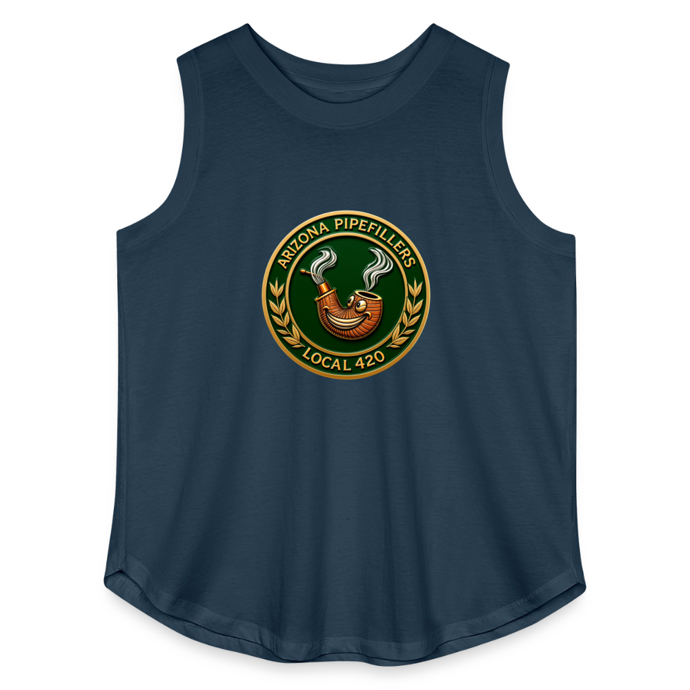 ARIZONIA PIPEFILLERS LOCAL 420 Women's Curvy Relaxed Tank Top - denim
