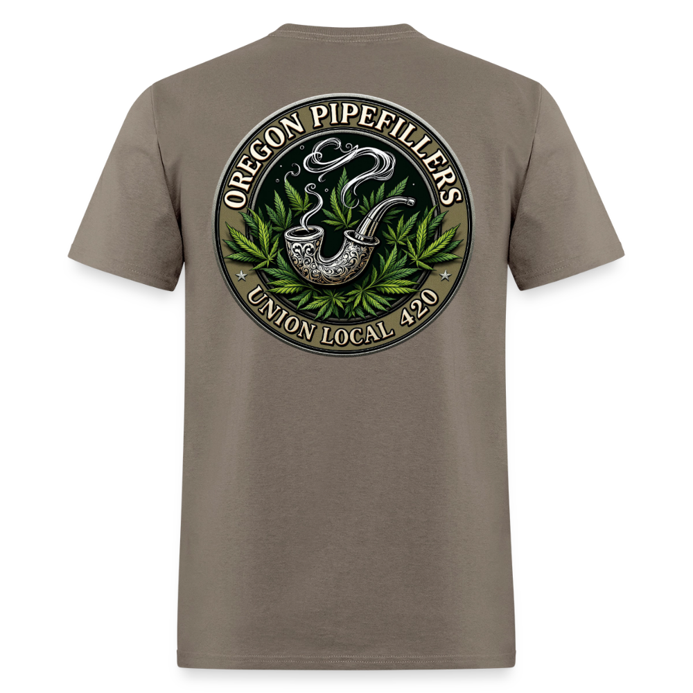 OREGON PIPEFILLERS LOCAL 420 2 EMBLEM Men's T-Shirt - safari
