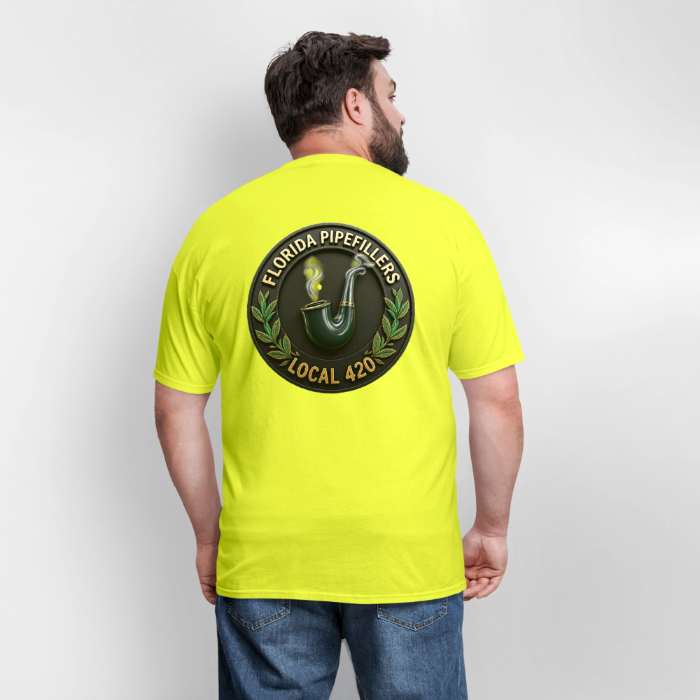 FLORIDA PIPEFILLERS LOCAL 420 F/B DESIGN Men's T-Shirt - safety green