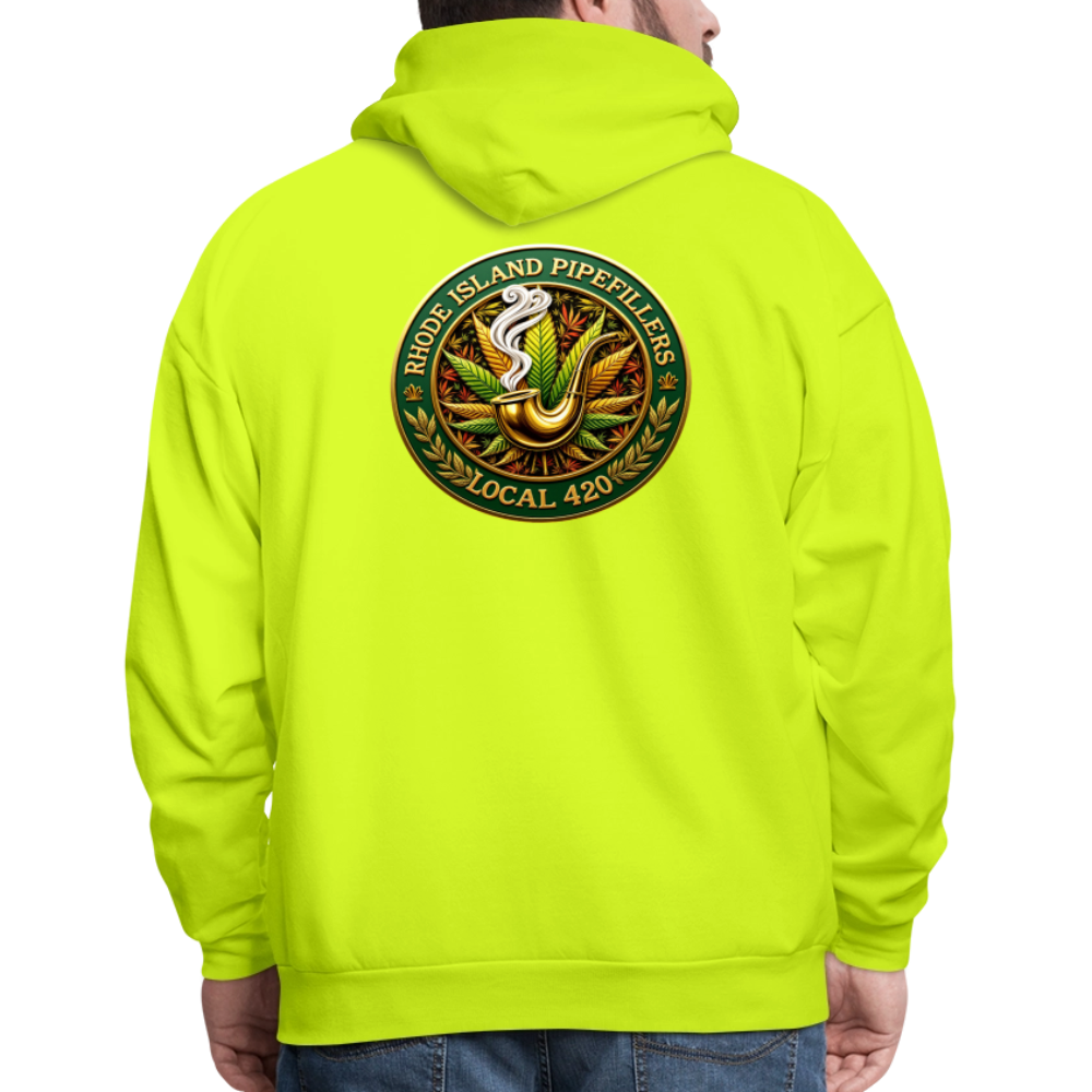 RHODE ISLAND PIPEFILLERS LOCAL 420 F/B DESIGNS Men's Hoodie - safety green