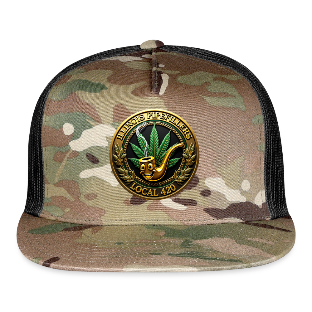 ILLINOIS PIPEFILLERS LOCAL 420 CAMO Trucker Hat - MultiCam\black