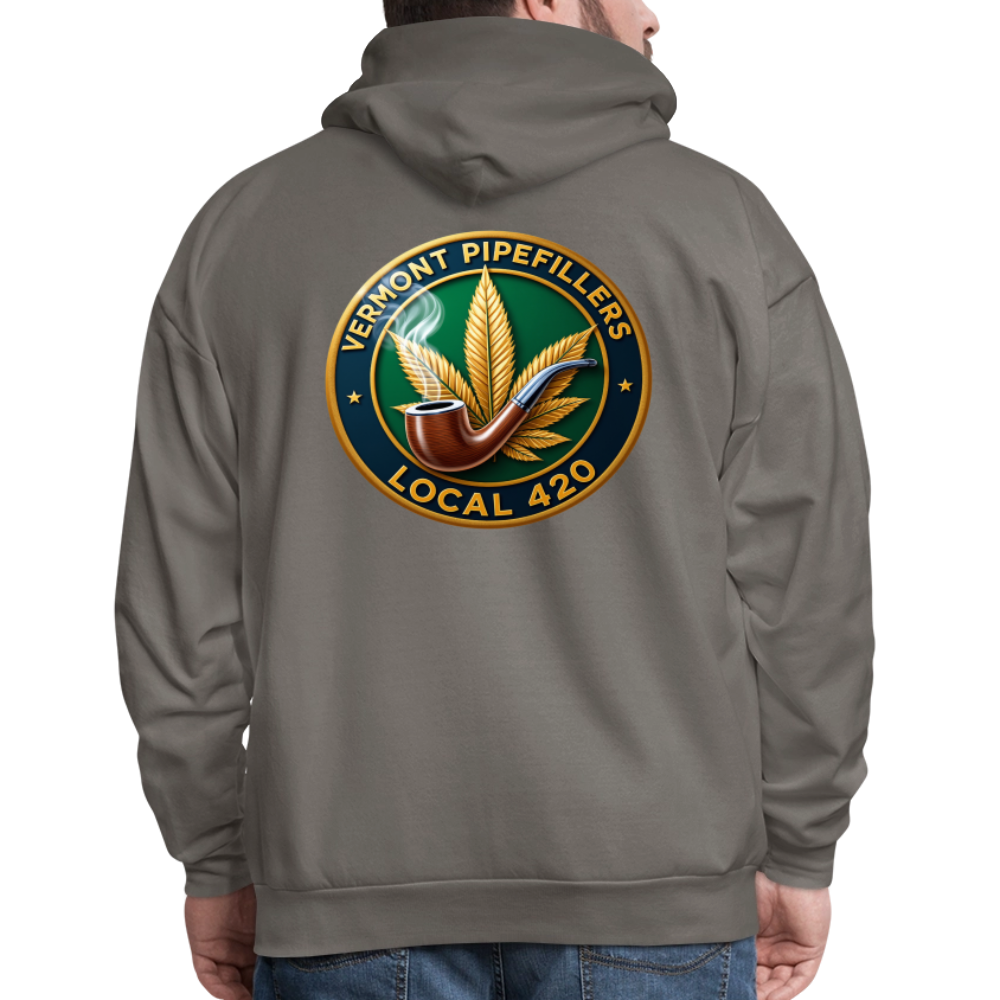 VERMONT PIPEFILLERS LOCAL 420 2 EMBLEM Men's Hoodie - asphalt gray