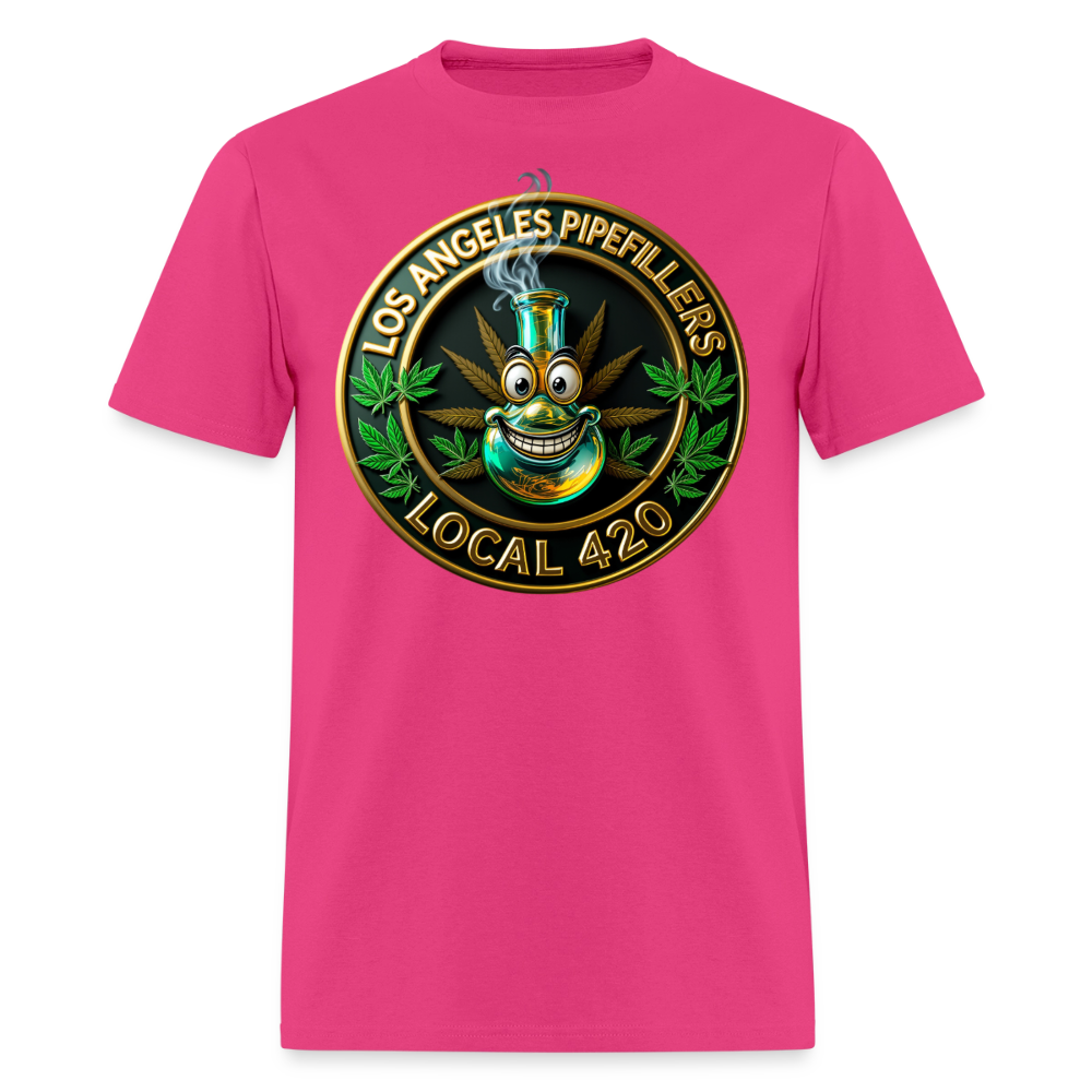 LOS ANGLES PIPEFILLERS LOCAL 420 2 EMBLEM Men's T-Shirt - fuchsia