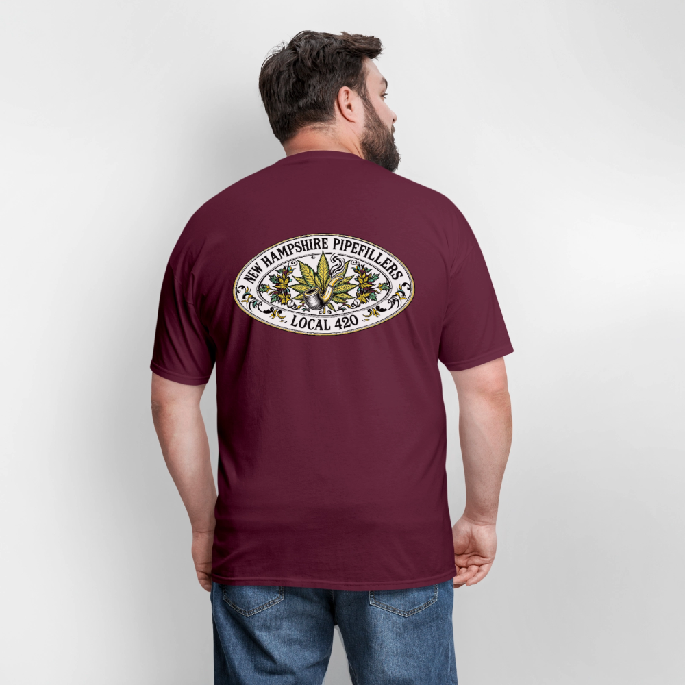 NEW HAMPSHIRE PIPEFILLERS LOCAL 420 2 EMBLEM Men's T-Shirt - burgundy