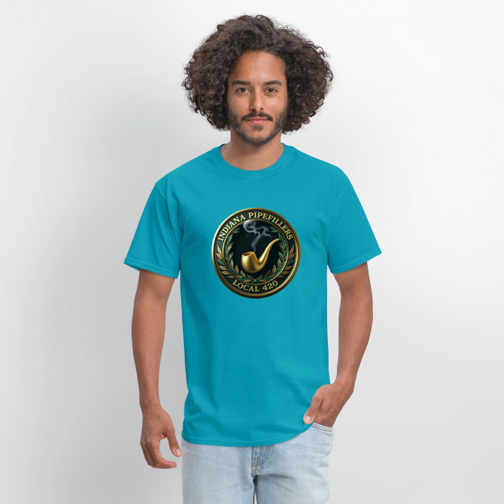INDIANA PIPEFILLERS LOCAL 420 F/B DESIGN Men's T-Shirt - turquoise