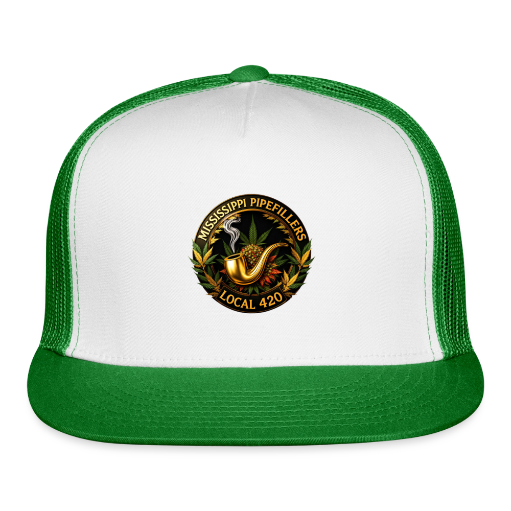 MISSISSIPPI PIPEFILLERS LOCAL 420 Trucker Hat - white/kelly green