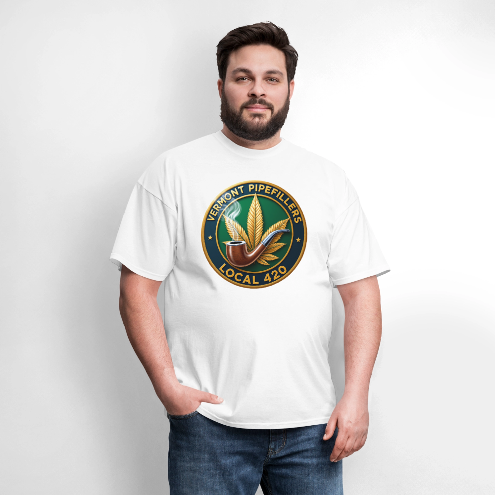 VERMONT PIPEFILLERS LOCAL 420 2 EMBLEM Men's T-Shirt - white