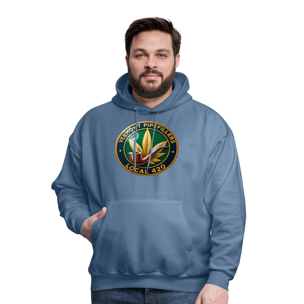 VERMONT PIPEFILLERS LOCAL 420 2 EMBLEM Men's Hoodie - denim blue