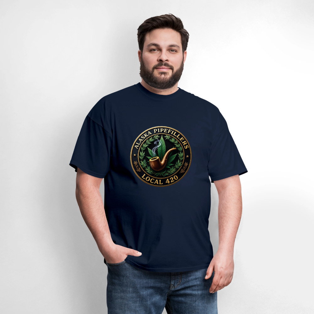 ALASKA PIPEFILLERS LOCAL 420 F/B DESIGN Men's T-Shirt - navy
