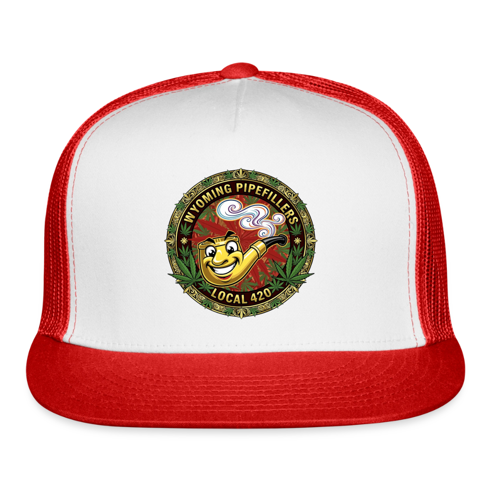 WYOMING PIPEFILLERS LOCAL 420 Trucker Hat - white/red