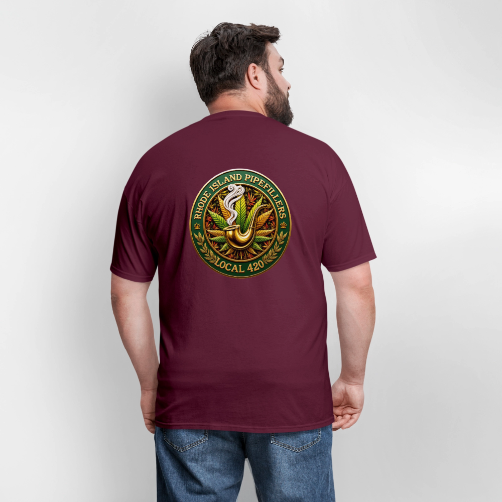 RHODE ISLAND PIPEFILLERS LOCAL 420 F/B DESIGNS Men's T-Shirt - burgundy