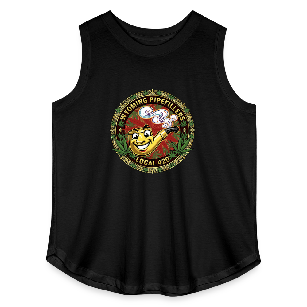 WYOMING PIPEFILLERS LOCAL 420 F/B DESIGN Women's Curvy Relaxed Tank Top - black