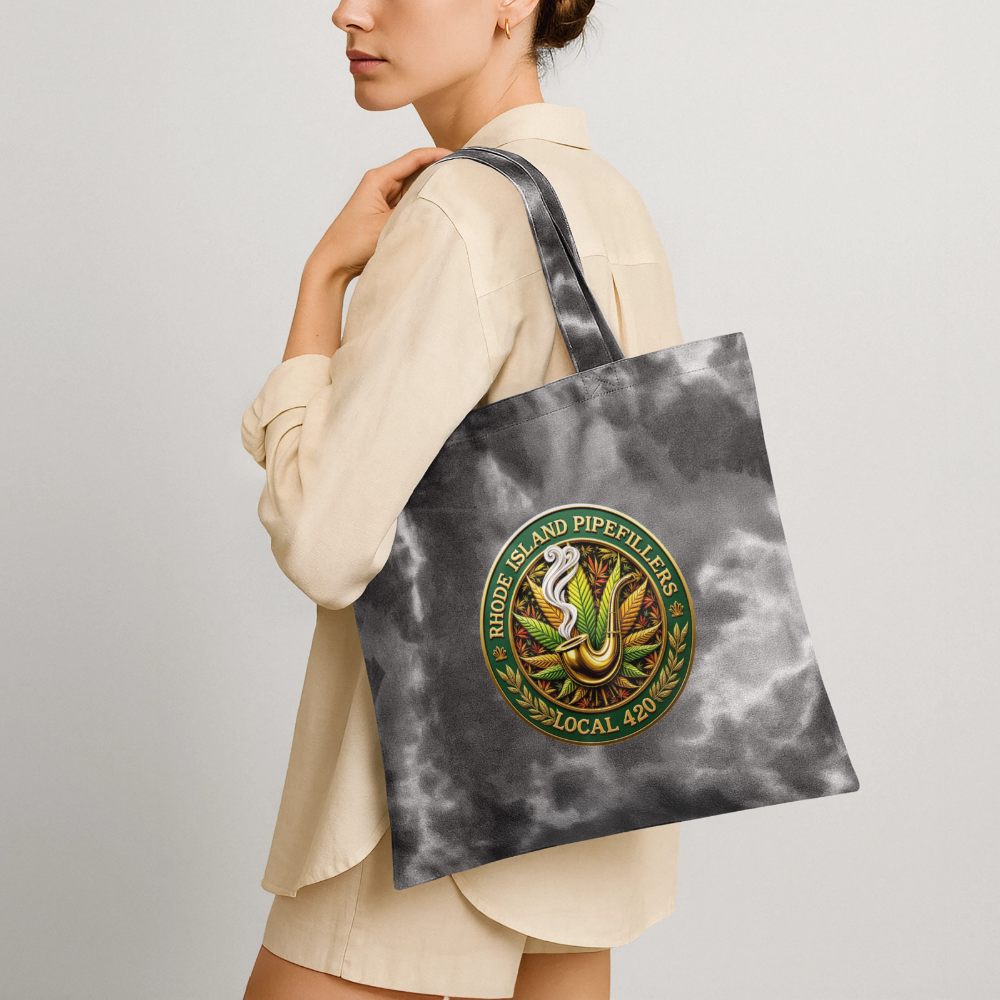 RHODE ISLAND PIPEFILLERS LOCAL 420 Tie Dye Tote Bag - stormy ash