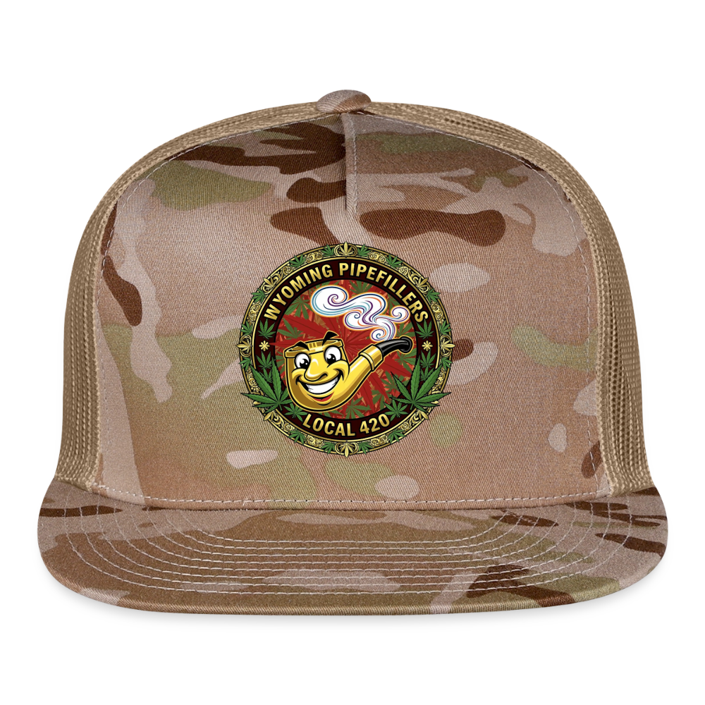 WYOMING PIPEFILLERS LOCAL 420 CAMO Trucker Hat - MultiCam\tan