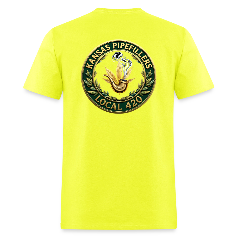 KANSAS PIPEFILLERS LOCAL 420 F/B DESIGNS Men's T-Shirt - safety green