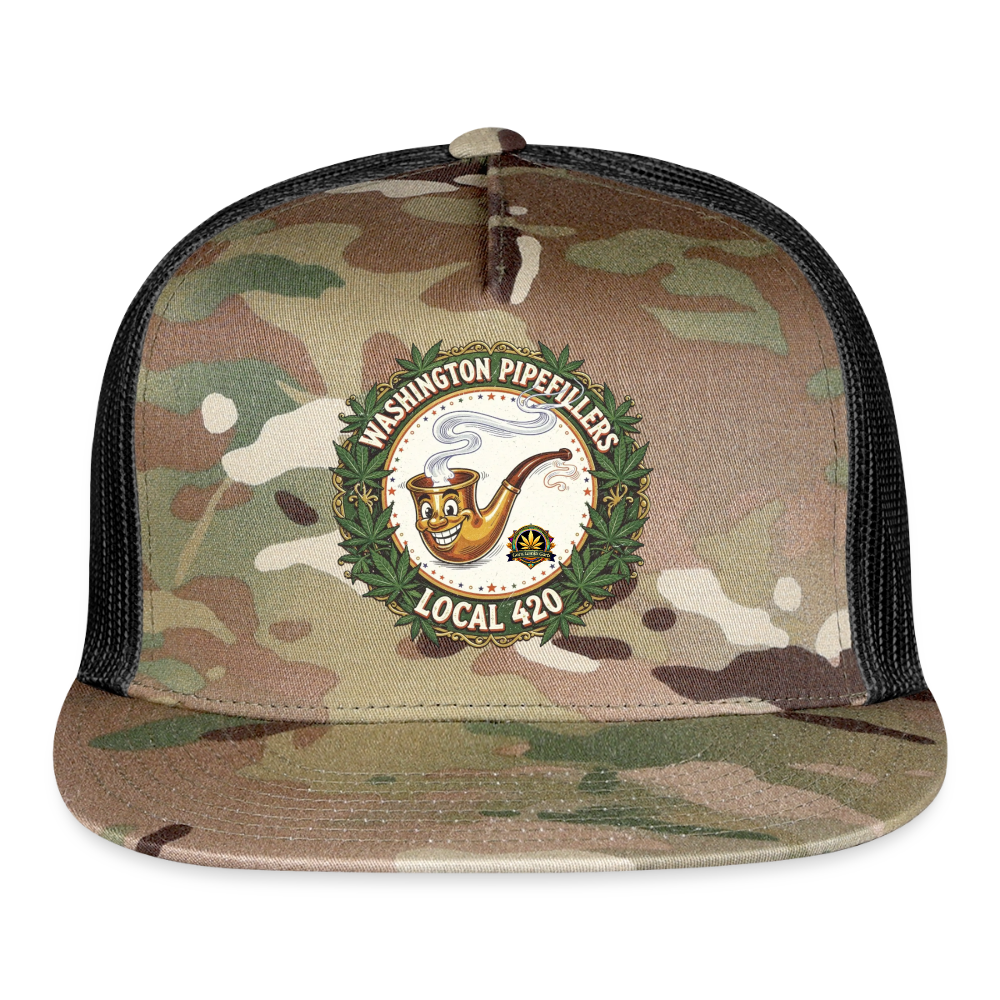 WASHINGTON PIPEFILLERS LOCAL 420 CAMO Trucker Hat - MultiCam\black