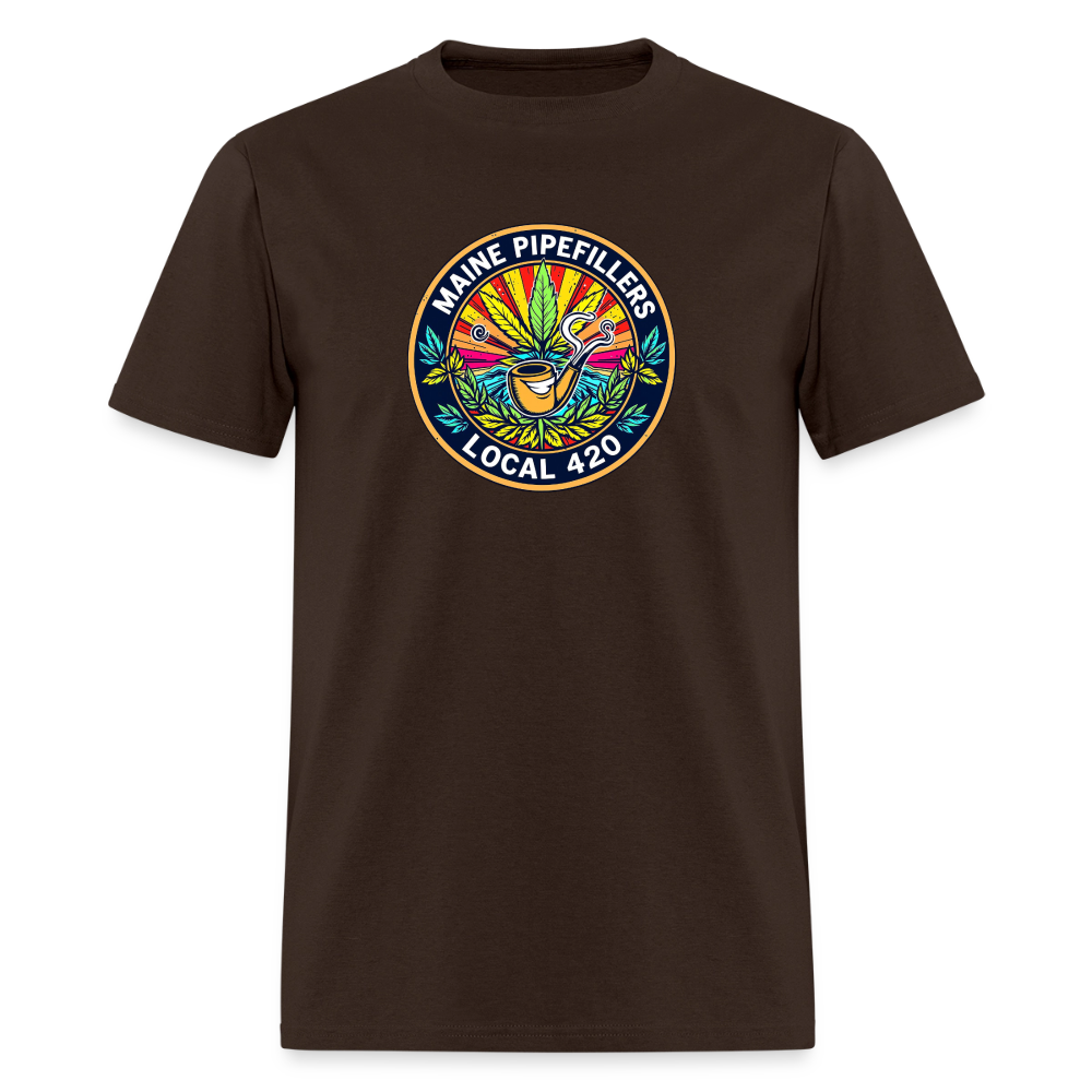 MAINE PIPEFILLERS LOCAL 420 2 EMBLEM Men's T-Shirt - brown