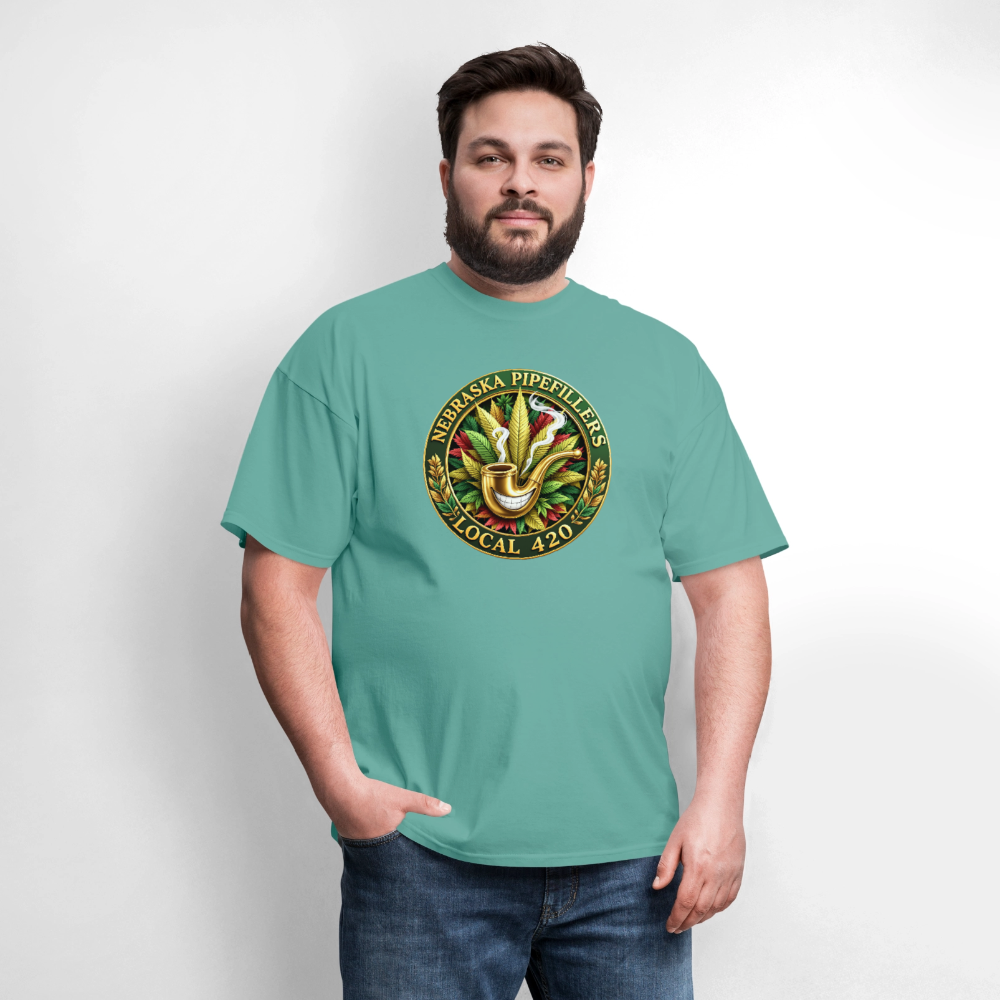 NEBRASKA PIPEFILLERS LOCAL 420 F/B DESIGNS Men's T-Shirt - aquatic