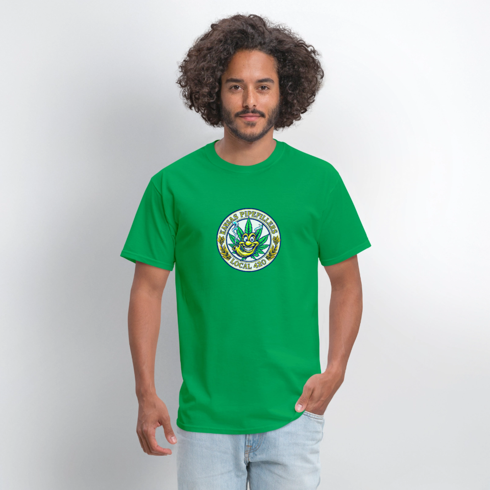 KANSAS PIPEFILLERS LOCAL 420 F/B DESIGNS Men's T-Shirt - bright green