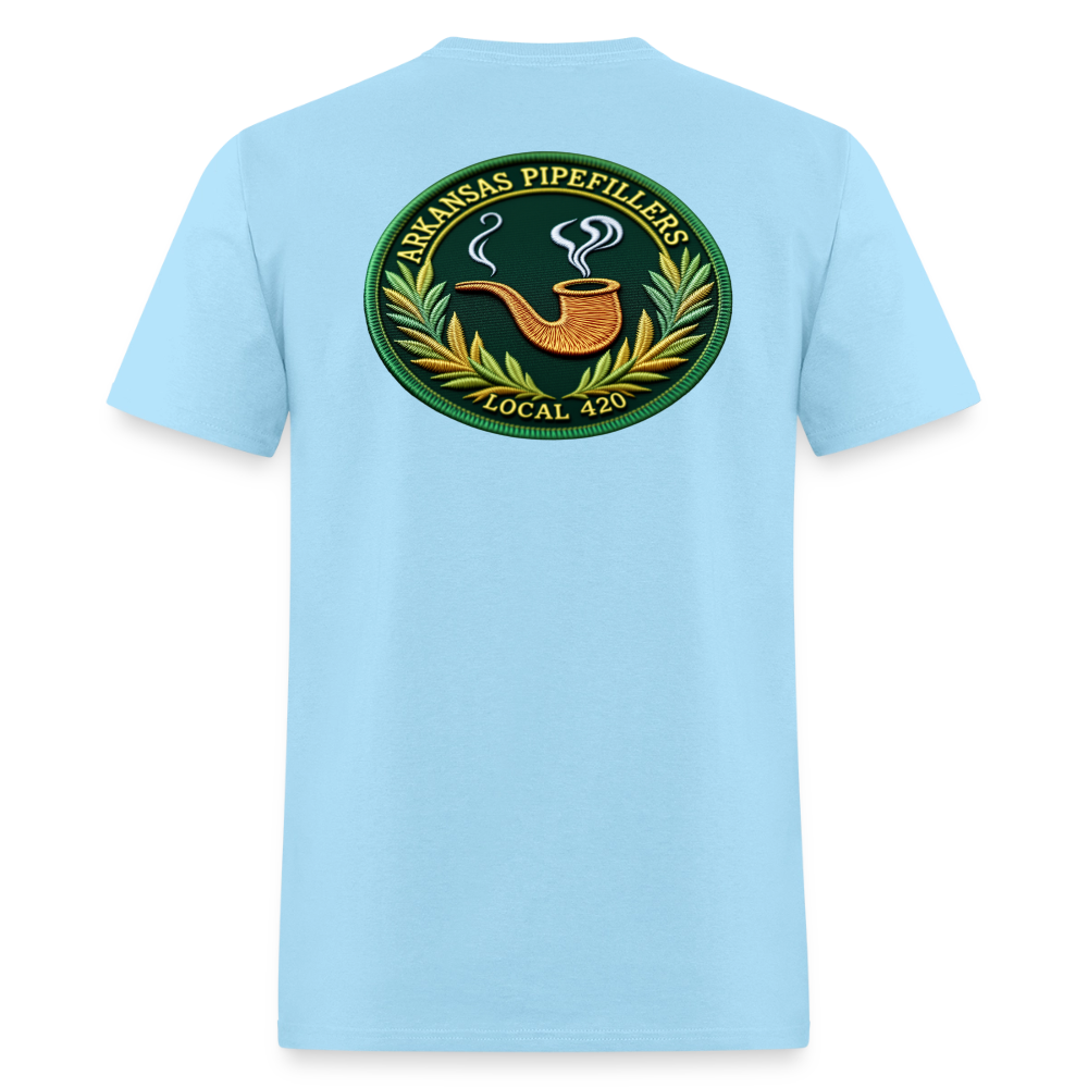 ARKANSAS PIPEFILLERS LOCAL 420 F/B EMBLEMS  Men's T-Shirt - powder blue