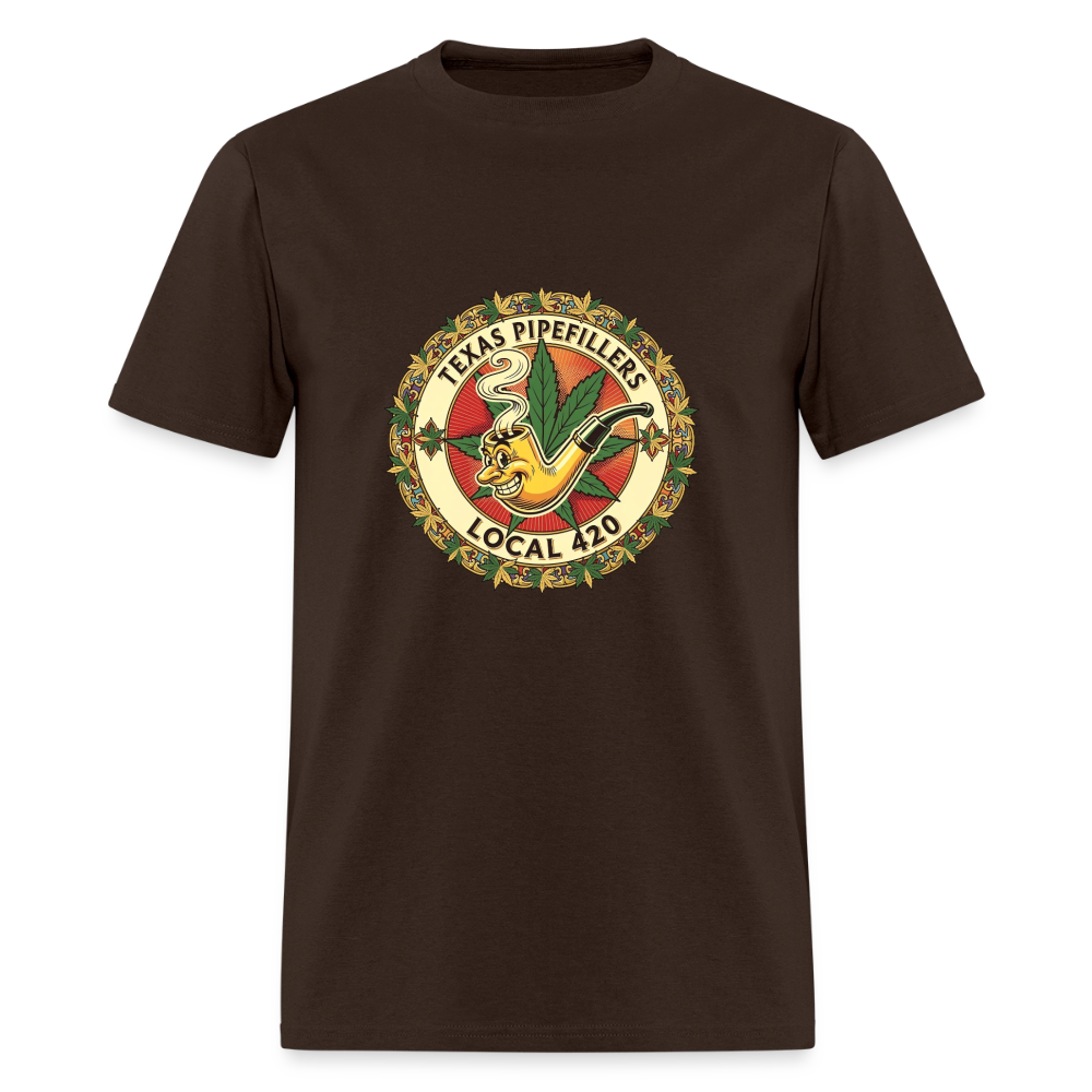 TEXAS PIPEFILLERS LOCAL 420 F/B DESIGN Men's T-Shirt - brown