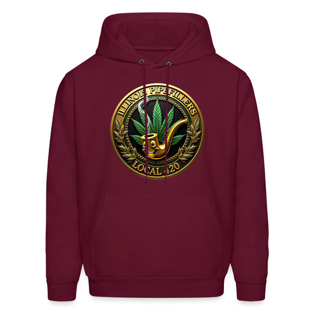ILLINOIS PIPEFILLERS LOCAL 420 F/B EMBLEMS Men's Hoodie - burgundy