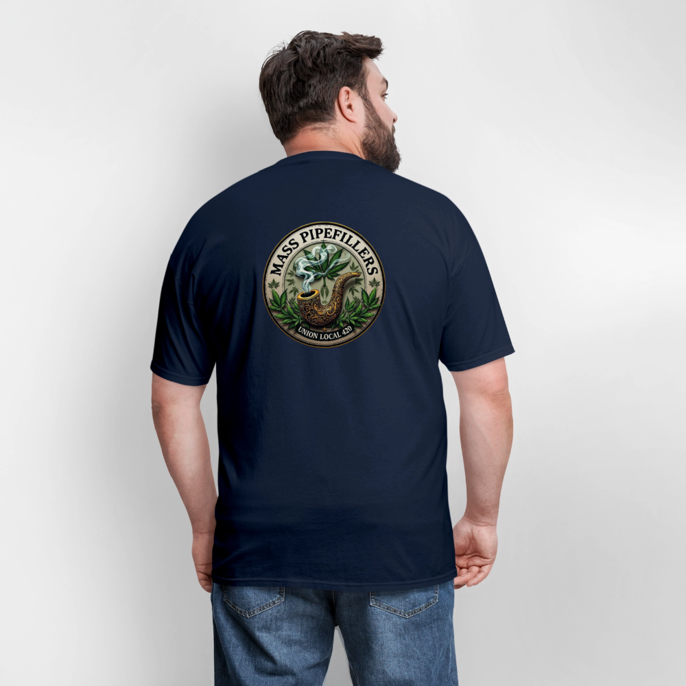 MASS PIPEFILLERS LOCAL 420 2 EMBLEM Men's T-Shirt - navy