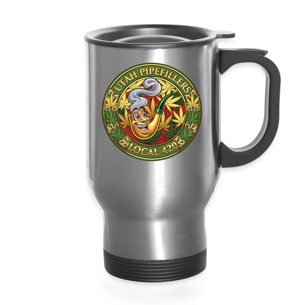 UTAH PIPEFILLERS LOCAL 420 14oz Stainless Steel Travel Mug - silver