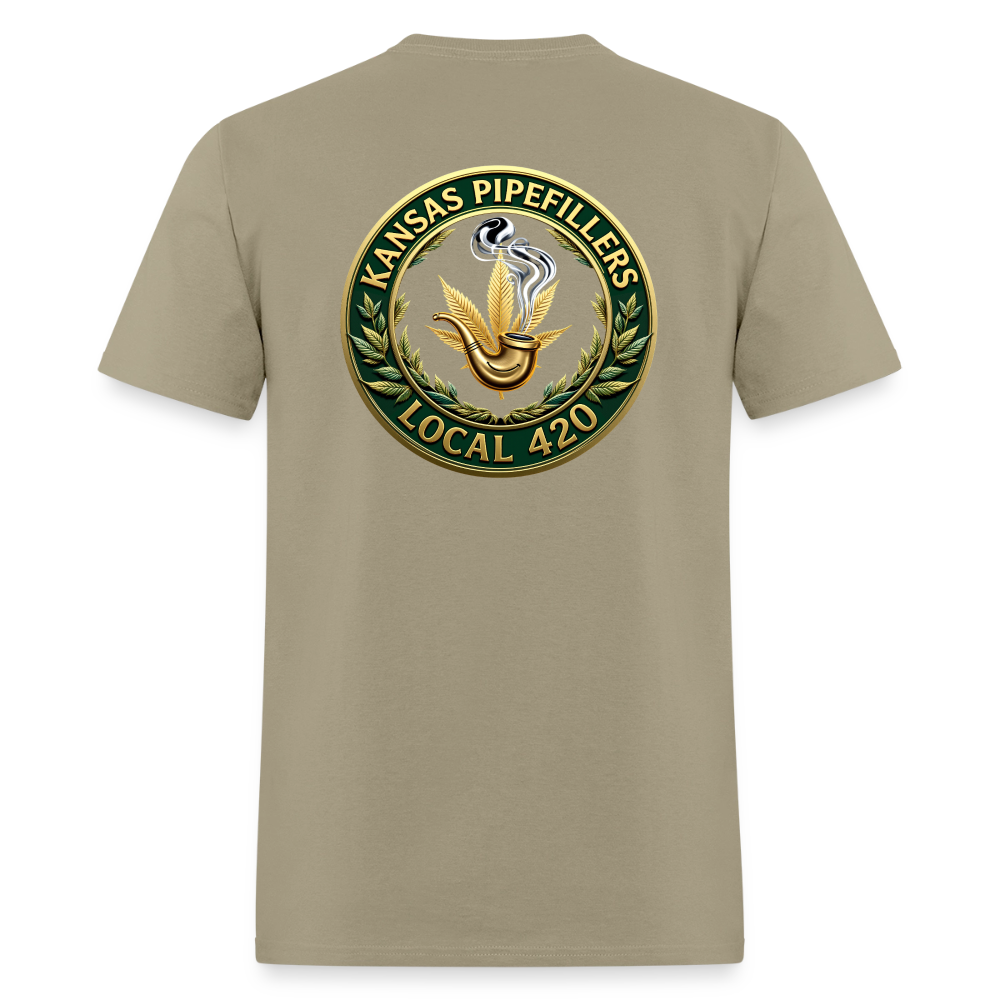 KANSAS PIPEFILLERS LOCAL 420 F/B DESIGNS Men's T-Shirt - khaki