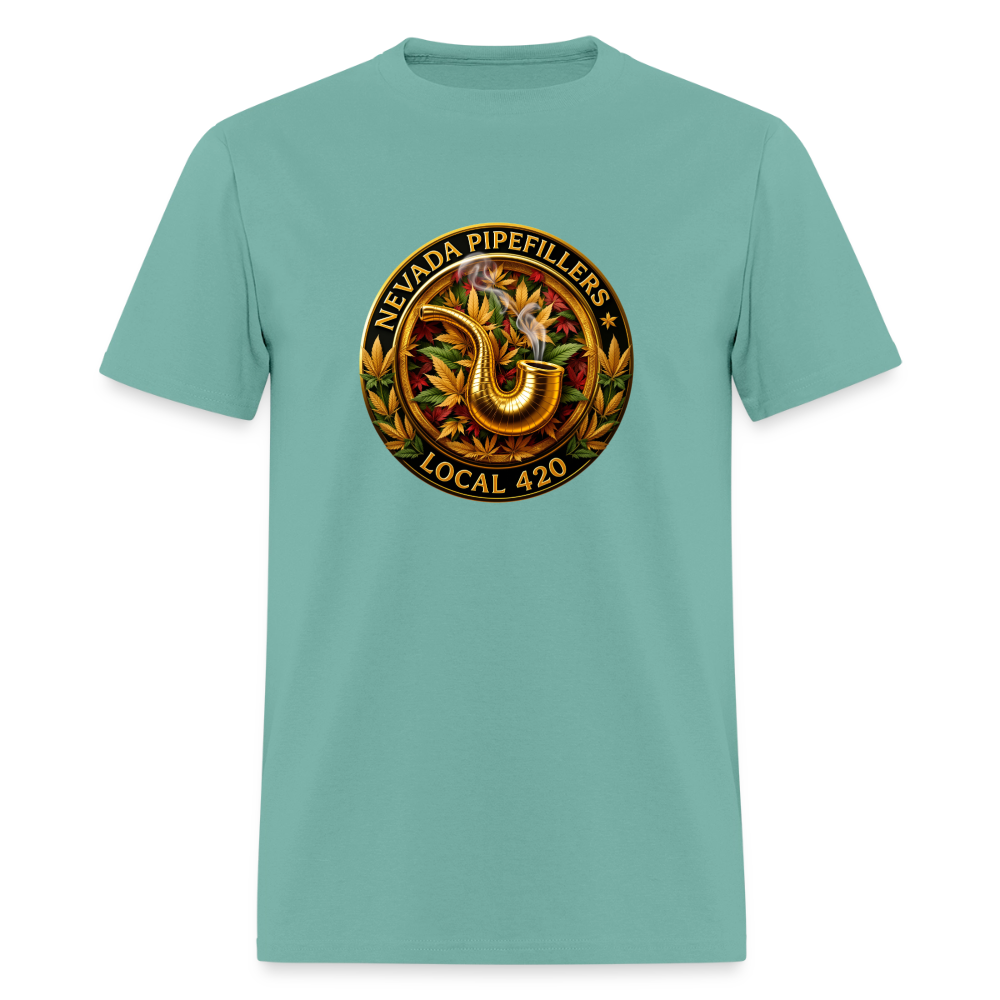 NEVADA PIPEFILLERS LOCAL 420 F/B DESIGN Men's T-Shirt - aquatic