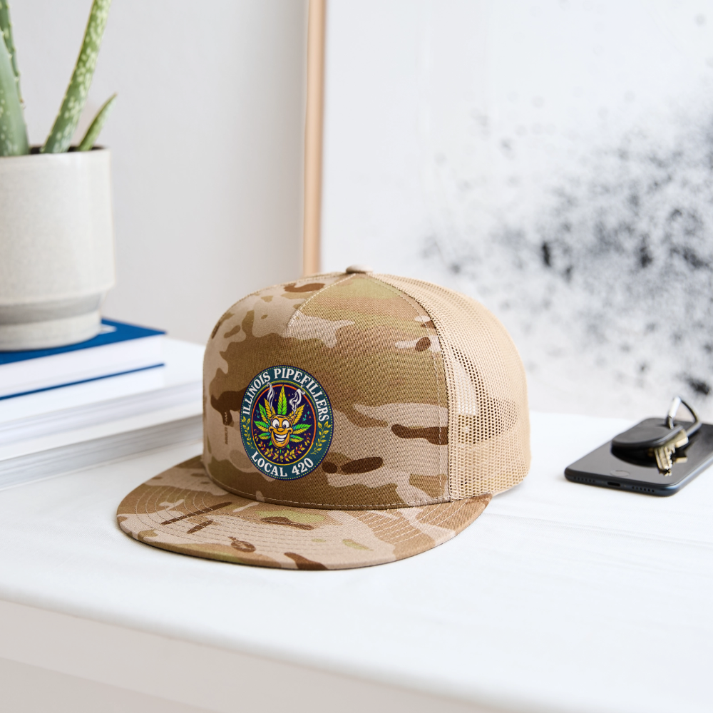 ILLINOIS PIPEFILLERS LOCAL 420 CAMO Trucker Hat - MultiCam\tan