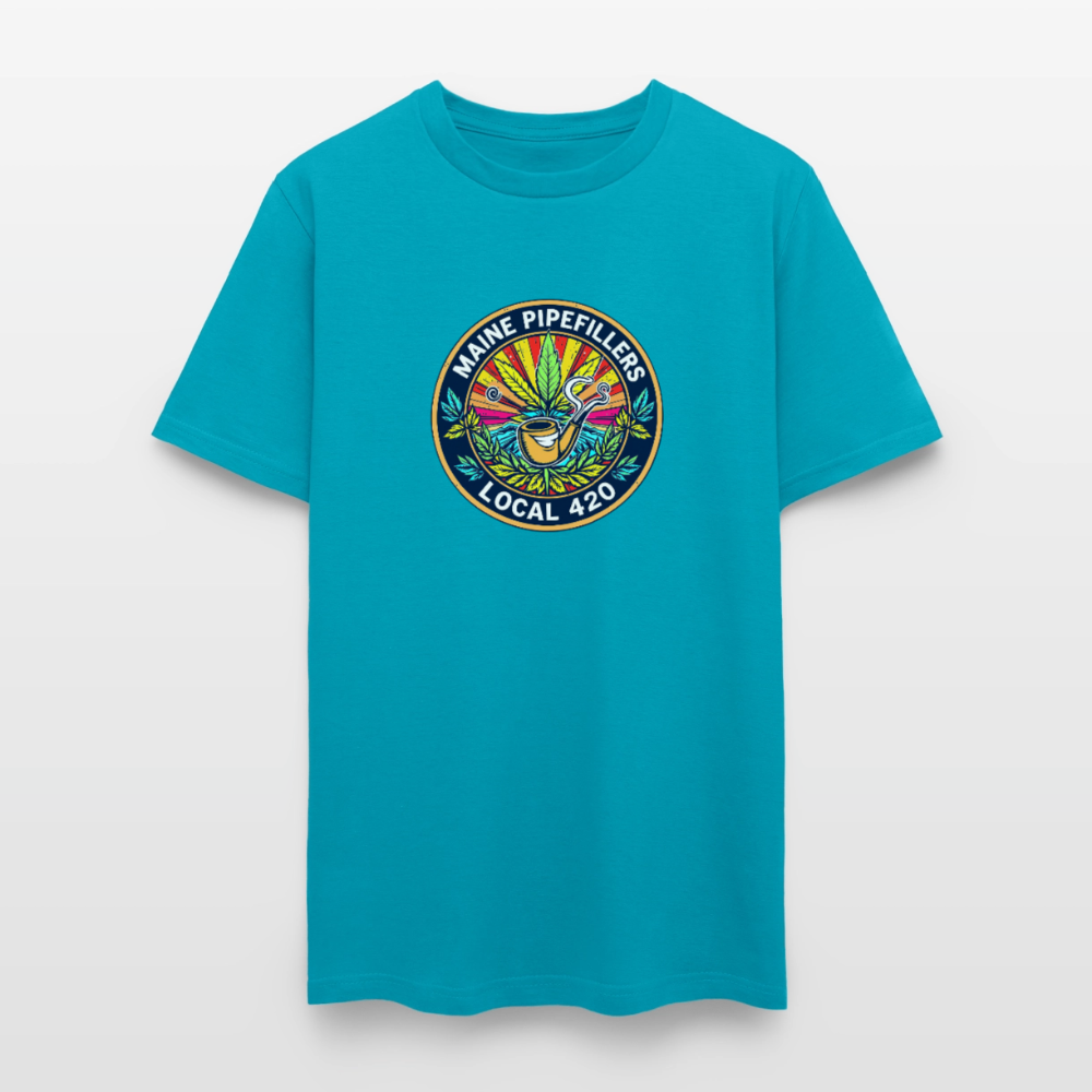 MAINE PIPEFILLERS LOCAL 420 2 EMBLEM Men's T-Shirt - turquoise