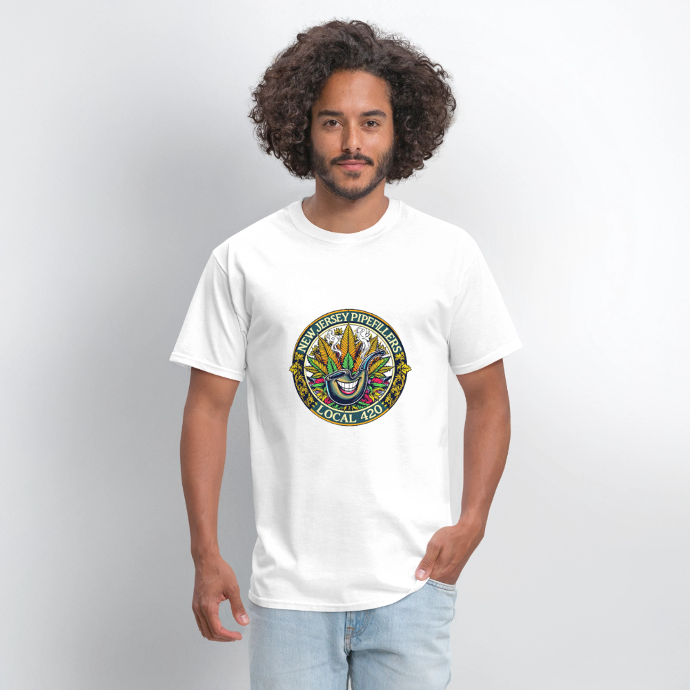 NEW JERSEY PIPEFILLERS LOCAL 420 F/B DESIGN Men's T-Shirt - white