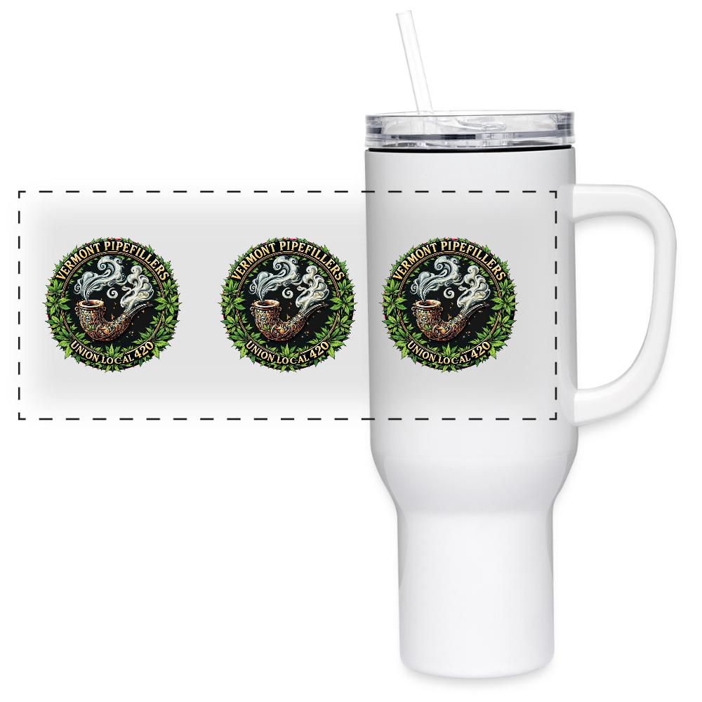VERMONT PIPEFILLERS LOCAL 420 40oz Stainless Steel Travel Tumbler - white